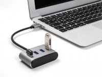 USB HUB DELOCK, 4 USB-A 3.0, 1 USB-A za polnjenje, sivi