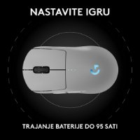 Miška LOGITECH Pro 2 Lightspeed, RGB, optični, brezžična, 32000dpi, bela