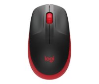 Miška LOGITECH M190, optična, brezžična, 1000dpi, crno-rdeči