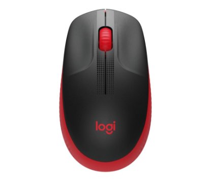 Miška LOGITECH M190, optična, brezžična, 1000dpi, crno-rdeči