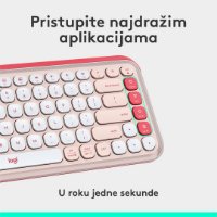 Tipkovnica LOGITECH POP Icon Keys, brezžična, US Layout, BT, rozo-bela