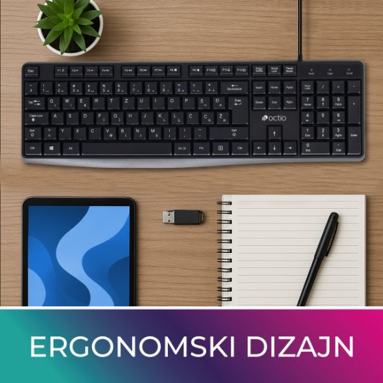Tipkovnica OCTIO K101U, črna, USB