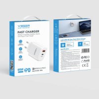 Polnilec VEGER CPD65E, 65W, USB-A, USB-C, QC3.0, bijeli