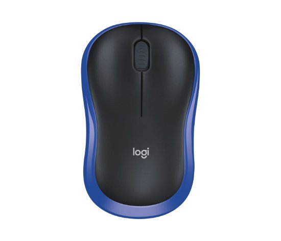 Miška LOGITECH M185, optična, brezžična, 1000dpi, crno-modra