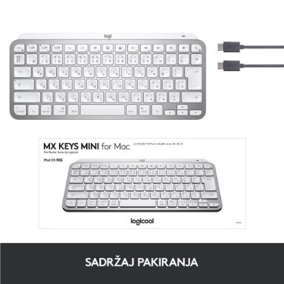 Tipkovnica LOGITECH MX Keys mini za Apple, brezžična, BT, srebrna