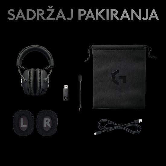 slušalke LOGITECH Gaming G PRO X, 7.1, brezžične, črne