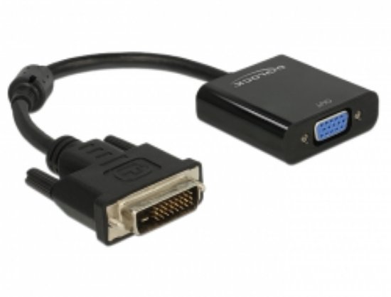 Adapter DELOCK, DVI-D 24+1 (M) na VGA (Ž), črni