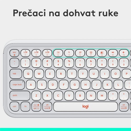 Tipkovnica LOGITECH POP Icon Keys, brezžična, US Layout, BT, belo-oranžna
