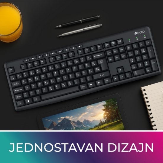 Tipkovnica OCTIO K100U, črna, USB