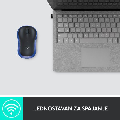 Miška LOGITECH M185, optična, brezžična, 1000dpi, crno-modra