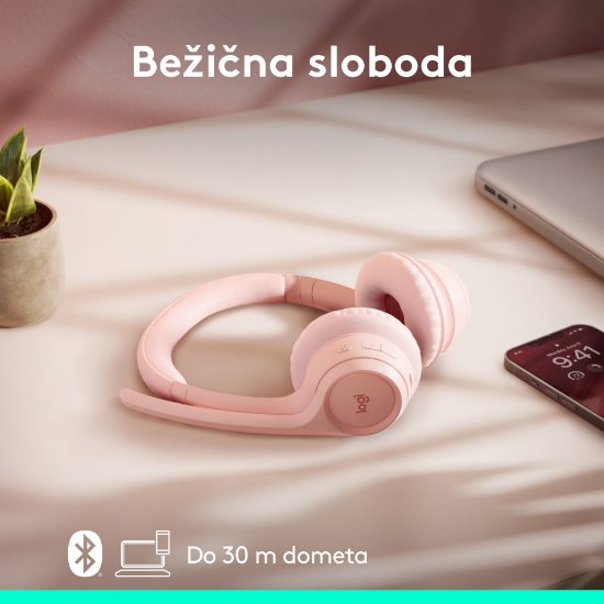 slušalke LOGITECH Zone 300, brezžične, BT, roze