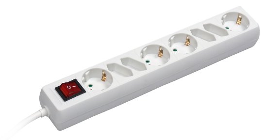 Razdelilec COMMEL, 8 vtičnic, 1.4m, bel