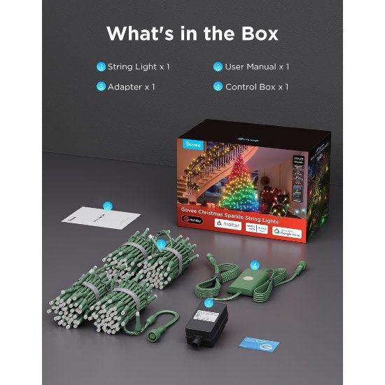 Dekorativne LED lučke GOVEE Christmas Sparkle String Lights, 20M
