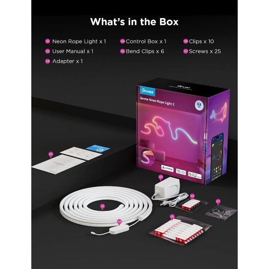 LED trak GOVEE Neon Rope Strip Light 2, 3M