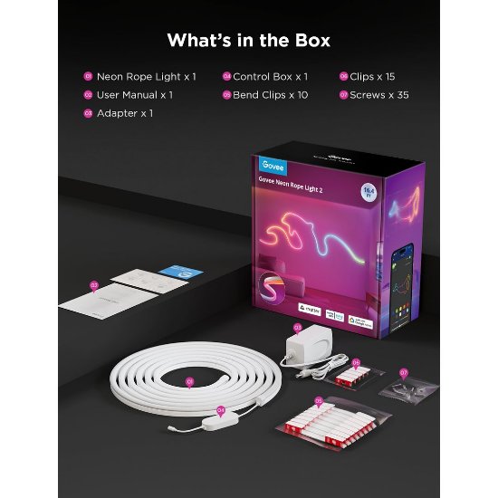 LED trak GOVEE Neon Rope Strip Light 2, 5M