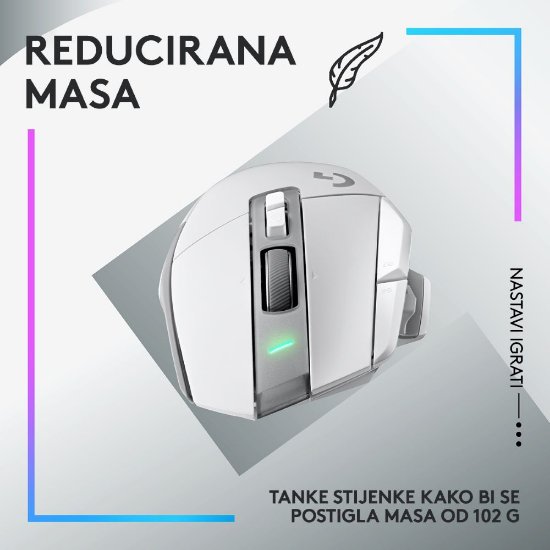 Miška LOGITECH Gaming G502 X Lightspeed, optična, 25000dpi, brezžična, bela, USB