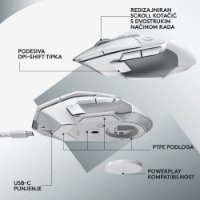 Miška LOGITECH Gaming G502 X Lightspeed, optična, 25000dpi, brezžična, bela, USB