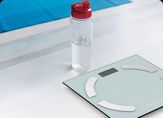 Pametna tehtnica TESLA BS301WX, 180 kg, aplikacija OKOK, steklo, bela