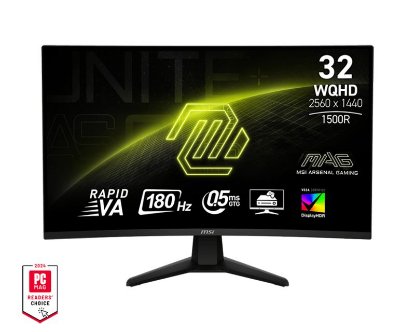 Gaming monitor 31,5" MSI MAG 32CQ6F – WQHD, VA, 180 Hz, 1 ms, 400 cd/m2, FreeSync, ukrivljen, črn