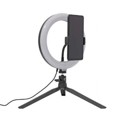 Selfie tripod WHITE SHARK, MOONLIGHT, s svetlobnim obročem, 20 cm, črn