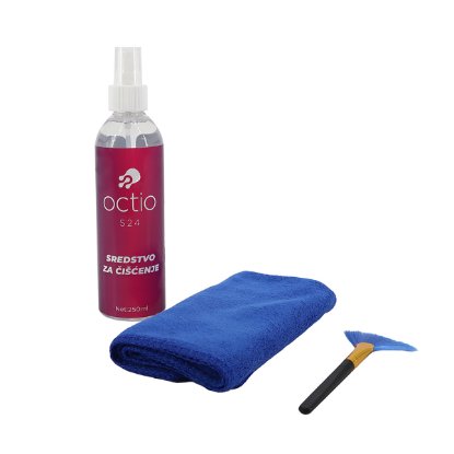Čistilno sredstvo  OCTIO S24, za čiščenje zaslonov, krpica, čopič.