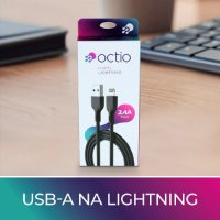 Kabel OCTIO USB-A (M) na Lightning (M), črni, 1m