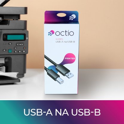 Kabel OCTIO USB-A (M) na USB-B (M), za printer, črni, 1.8m