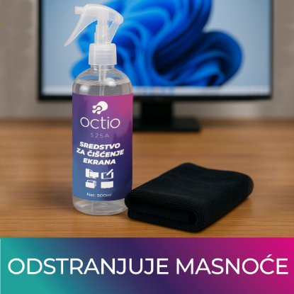 Čistilno sredstvo OCTIO S25A, za zaslone, krpica, sprej, 500 ml