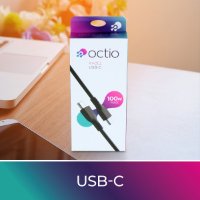 Kabel OCTIO USB-C (M) na USB-C (M), 100W, črni, 2m