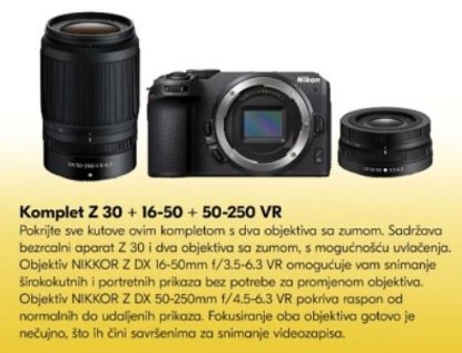 Digitalni fotoaparat NIKON Z30 + 16-50VR + 50-250 VR, 20,9 Mp, DX CMOS senzor, 4K Ultra HD, črn