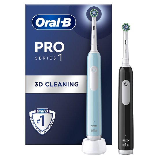 Električna zobna ščetka ORAL-B Pro series 1, duopack, črna in modra