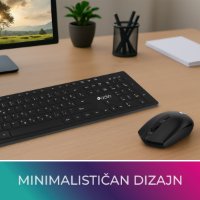 Tipkovnica + miška OCTIO KM100W, črni, bežični