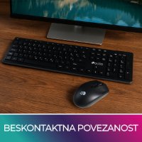 Tipkovnica + miška OCTIO KM100W, črni, bežični