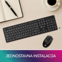 Tipkovnica + miška OCTIO KM100W, črni, bežični
