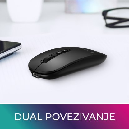 OCTIO Smart M250WBT, optična brezžična miška, Bluetooth, 1600 DPI, črna