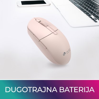 Miška OCTIO Style M390WBT, optična, brezžična, 1600 dpi, roza
