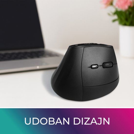 Miška OCTIO Ergo V100W, optična, brezžična, BT,4000dpi, črna