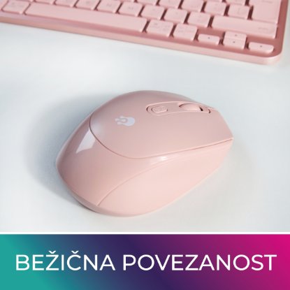 Miška OCTIO M302W, optična, brezžična, 1600dpi, roza