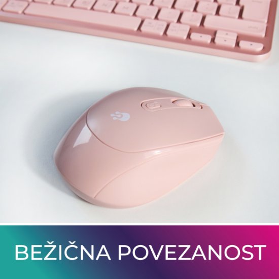 Miška OCTIO M302W, optična, brezžična, 1600dpi, roza