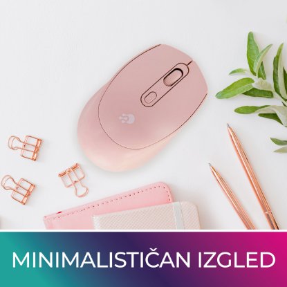 Miška OCTIO M302W, optična, brezžična, 1600dpi, roza