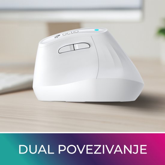 Miška OCTIO Ergo V100WBT, optična, brezžična, Bluetooth, 4000 dpi, bela