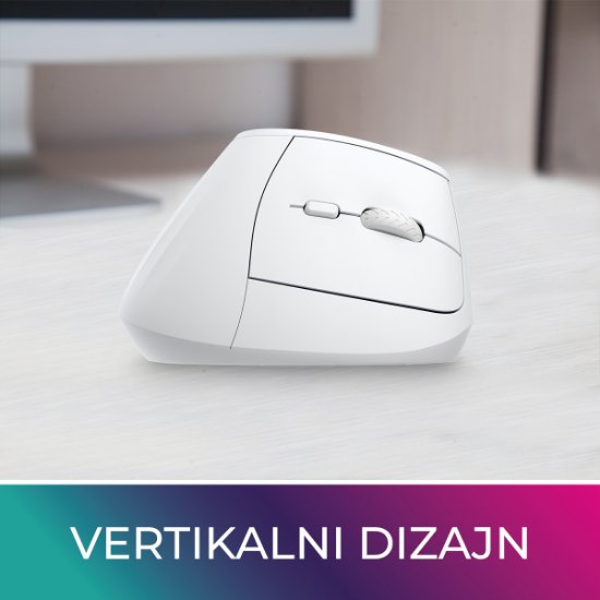 Miška OCTIO Ergo V100WBT, optična, brezžična, Bluetooth, 4000 dpi, bela