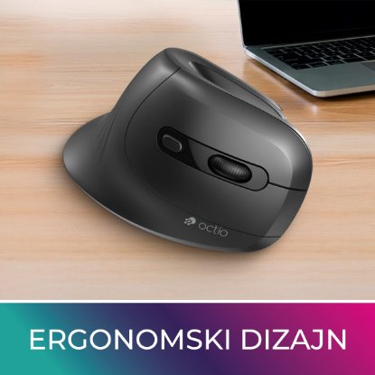 OCTIO Ergo V210WBT, optična brezžična miška, 7200 DPI, črna