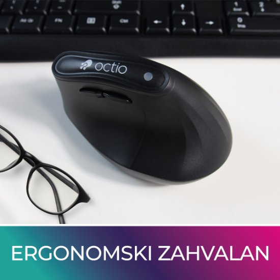 Miška OCTIO Ergo V100W, optična, brezžična, BT,4000dpi, črna