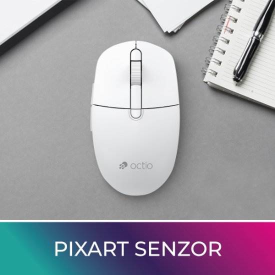 Miška OCTIO Style M390WBT, optična, brezžična, 1600 dpi, bela