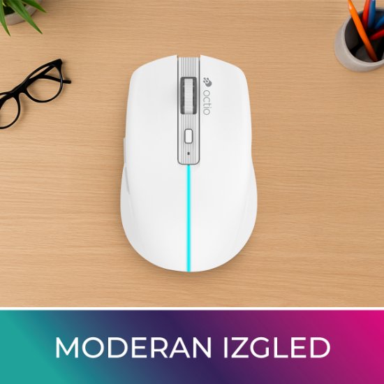 OCTIO Style M310WBT – RGB optična brezžična miška, Bluetooth, 1600?DPI, bela