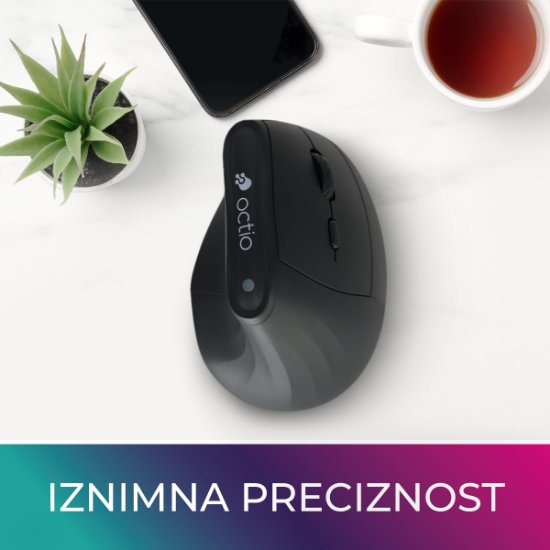 Miška OCTIO Ergo V100W, optična, brezžična, BT,4000dpi, črna