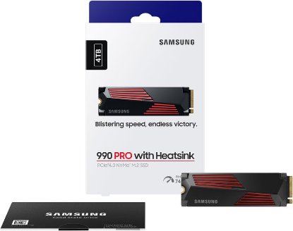 SSD 4TB SAMSUNG 990 PRO NVMe M.2, MZ-V9P4T0CW, maks. do 7450/6900 MB/s, hladilnik