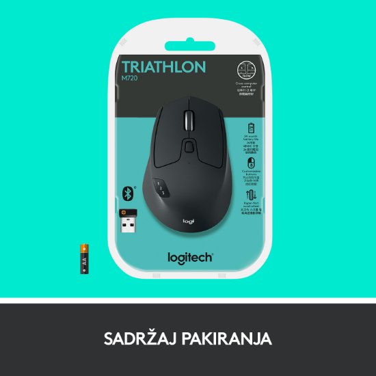 Miška LOGITECH M720 Triathlon, brezžična, Unifying receiver USB