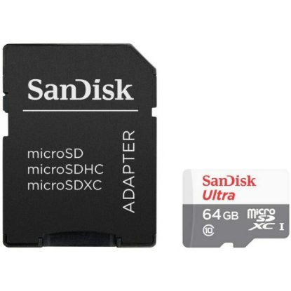 Spominska kartica SANDISK Ultra, MicroSDXC, 64 GB, SDSQUNR-064G-GN6TA, 100 MB/s, SD adapter